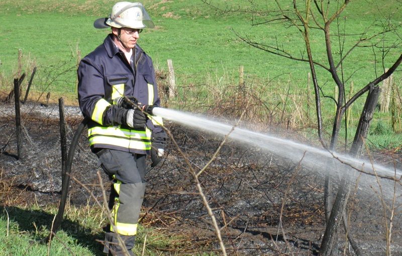 Die Feuerwehr löschte die Wiese ab