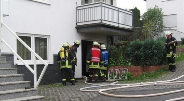 Durch die Terassentür wurde gelöscht